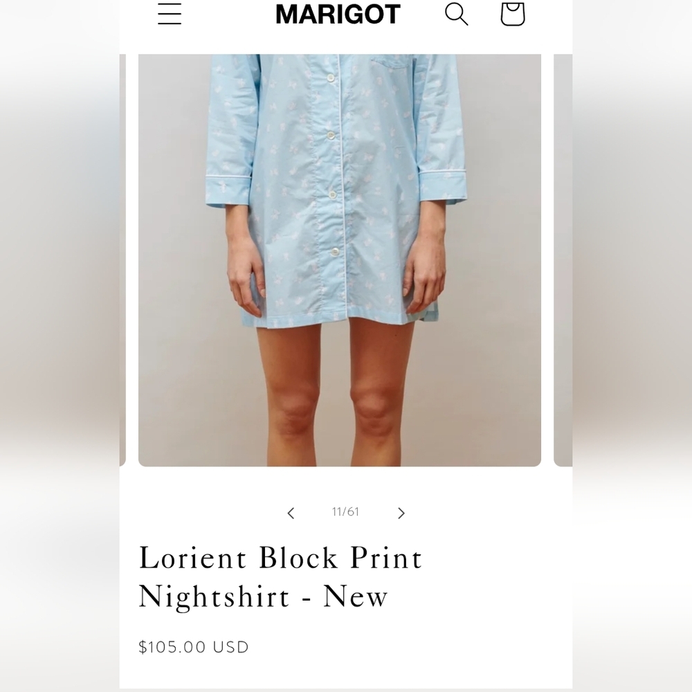 Marigot the Blue and white Patterned classic Pajama nightshirt size L - Picture 5 of 15